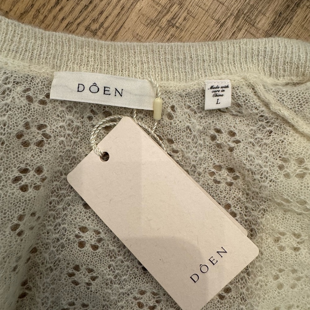 🤎 DÔEN Danae Pointelle Cardigan – Vanilla